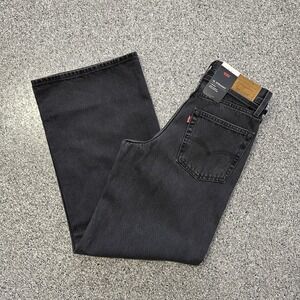 Levis Premium XL Straight Jeans Womens 24x31 Mid Rise Black Baggy Denim